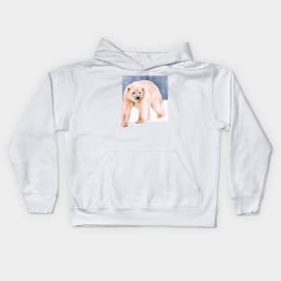 Watercolor Polar bear hunting Kids Hoodie